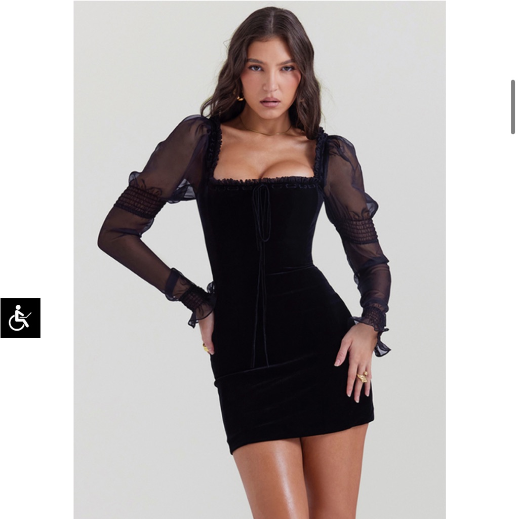 House Of Cb Syana Black Velvet Dress